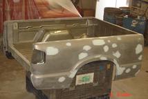 The body shop at Southern Truck prepares this Texas rust free Chevy S10 shortbox for the paint shop.