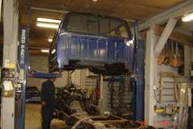 Southern Truck is removing the cab off of this 1997 Ford F250 diesel pick up truck for frame up restoration.