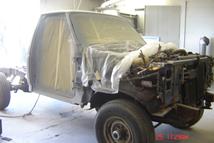 Southern Truck prepares this Ford F250 truck for the paint shop.