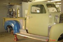 Running boards installed on this 1950 GMC pick up truck.