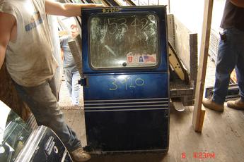 71 - 96 Chevrolet Van Left complete cargo door with the window.  Nice exterior, interior has light smoke damage.  Blue exterior.